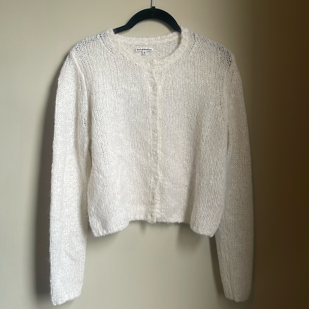 Reformation Clara Crew Cardigan size XS color White